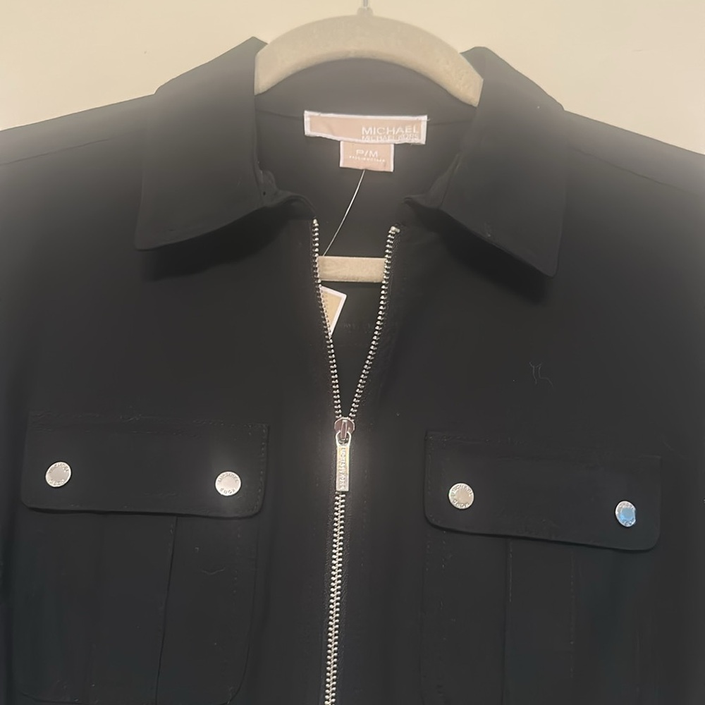 Michael Kors Black Dress Size P/M New with tags front zipper 4 pocket belt - Picture 5 of 16